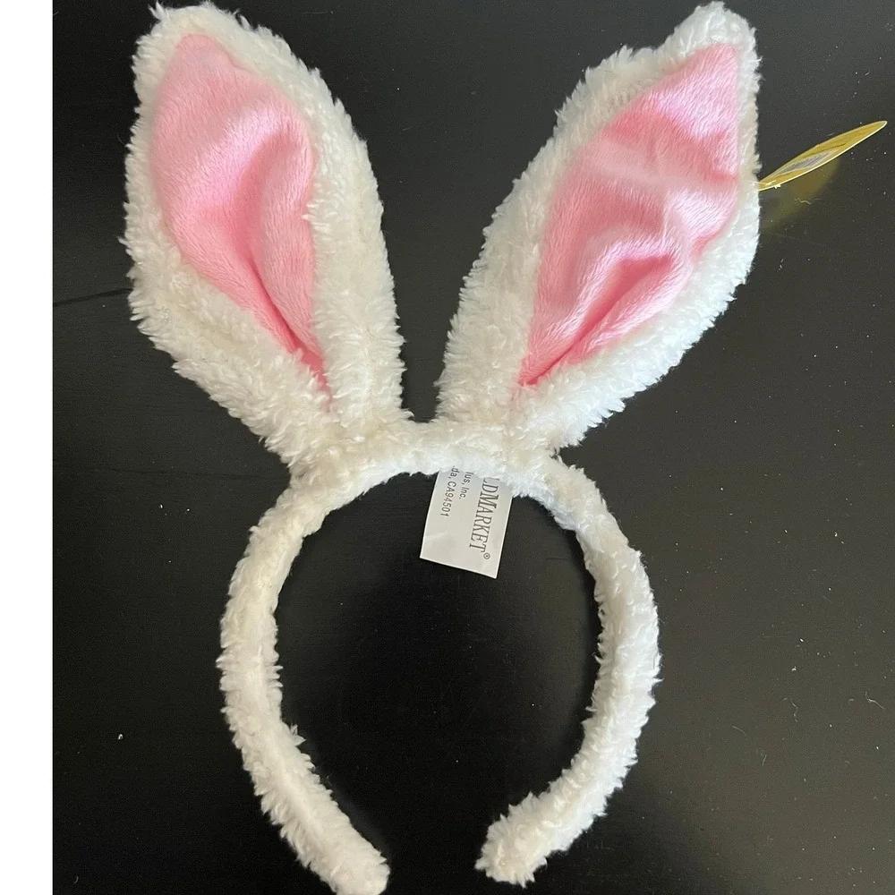 World Market Bunny Headband Kids O/S White Brand New Easter Plush Ears